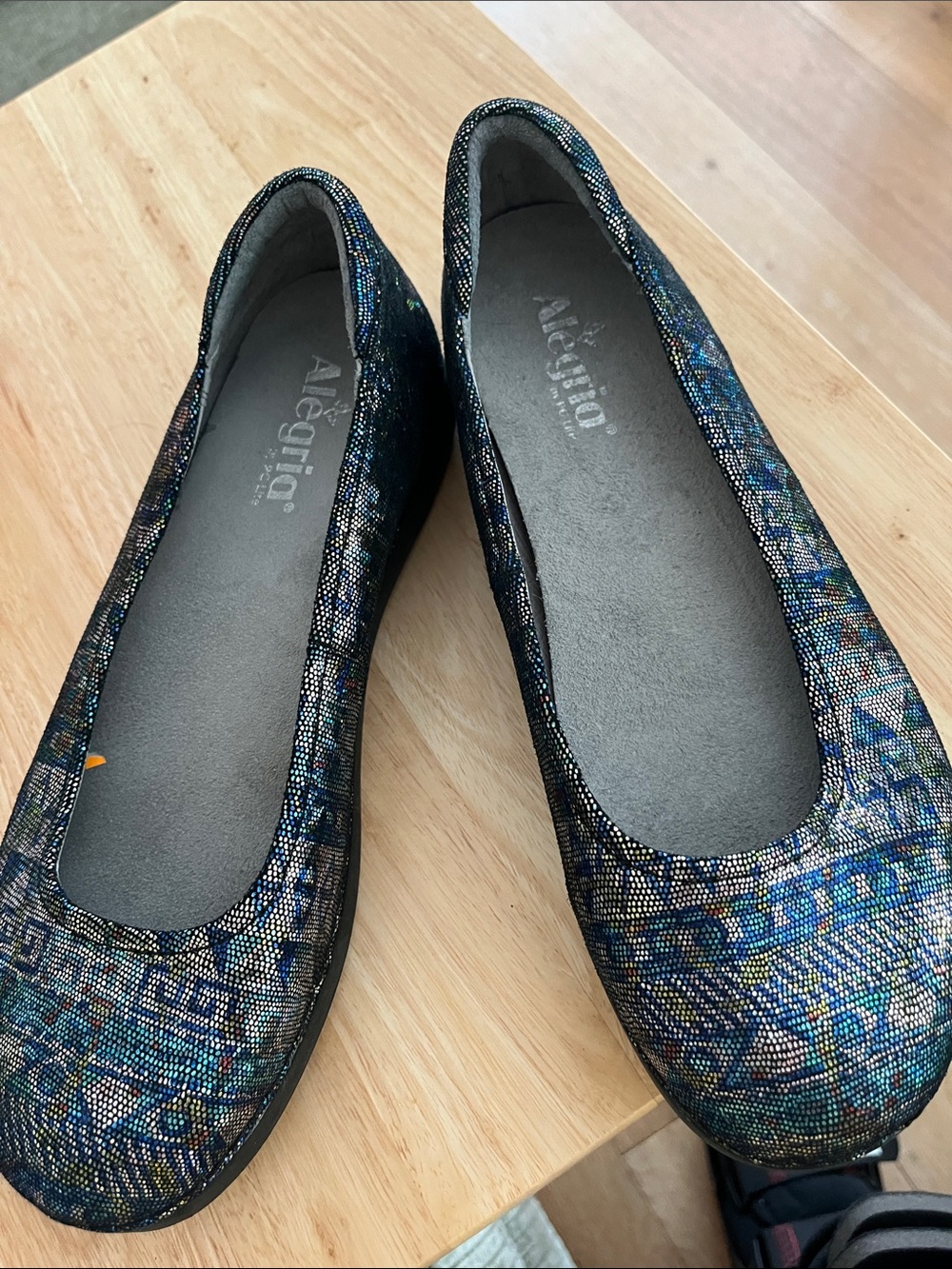 Alegria Women's Blue Multicolor Mosaic Slip-On Flats
